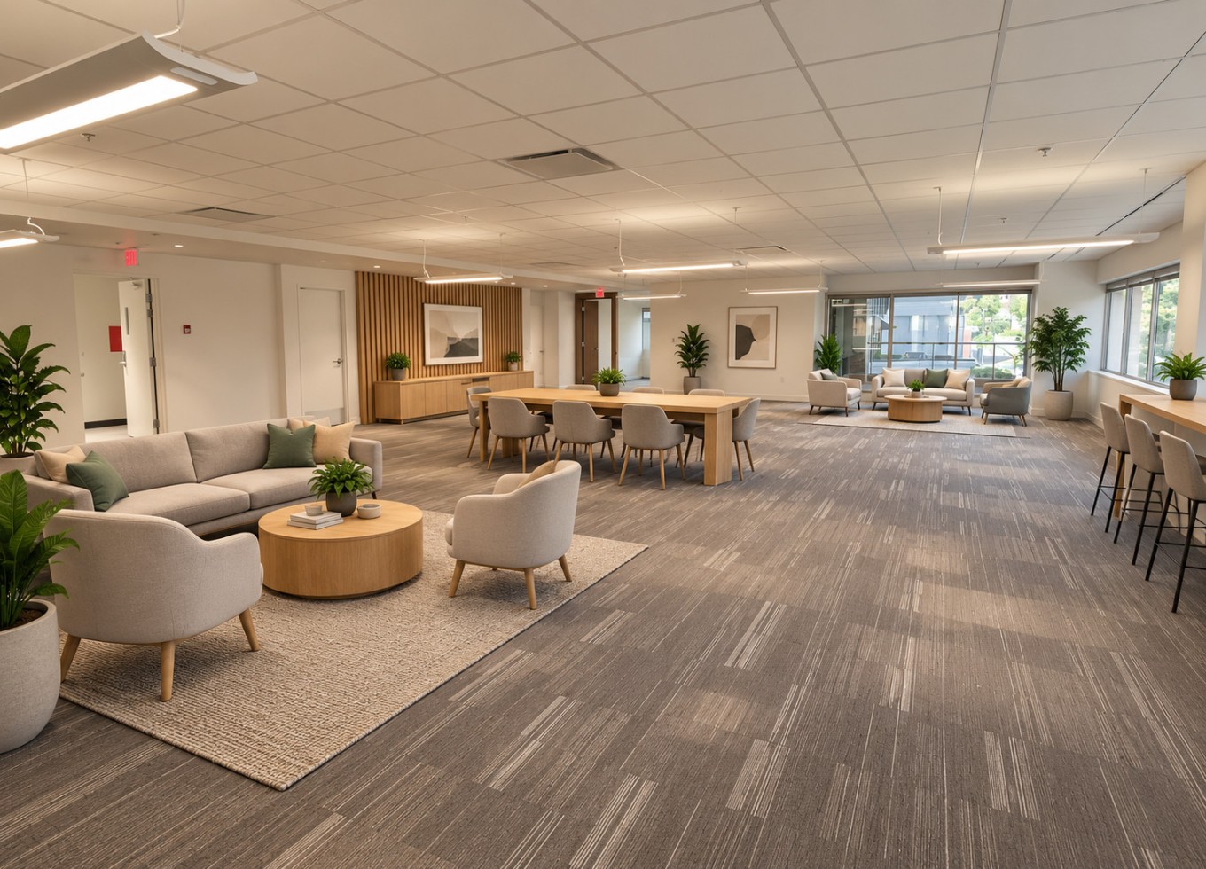 Full floor of well improved space with four corner balconies